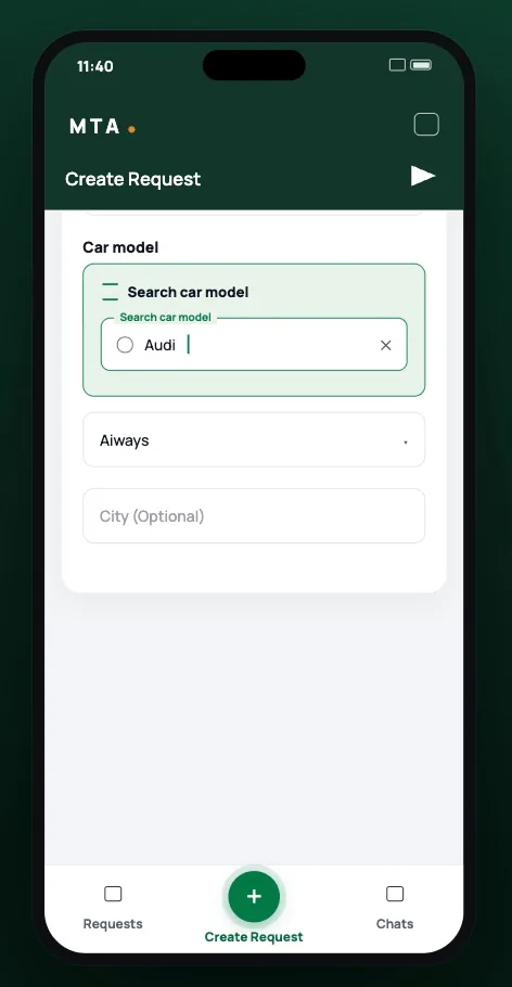 MTA app: searching for the car model while creating a request